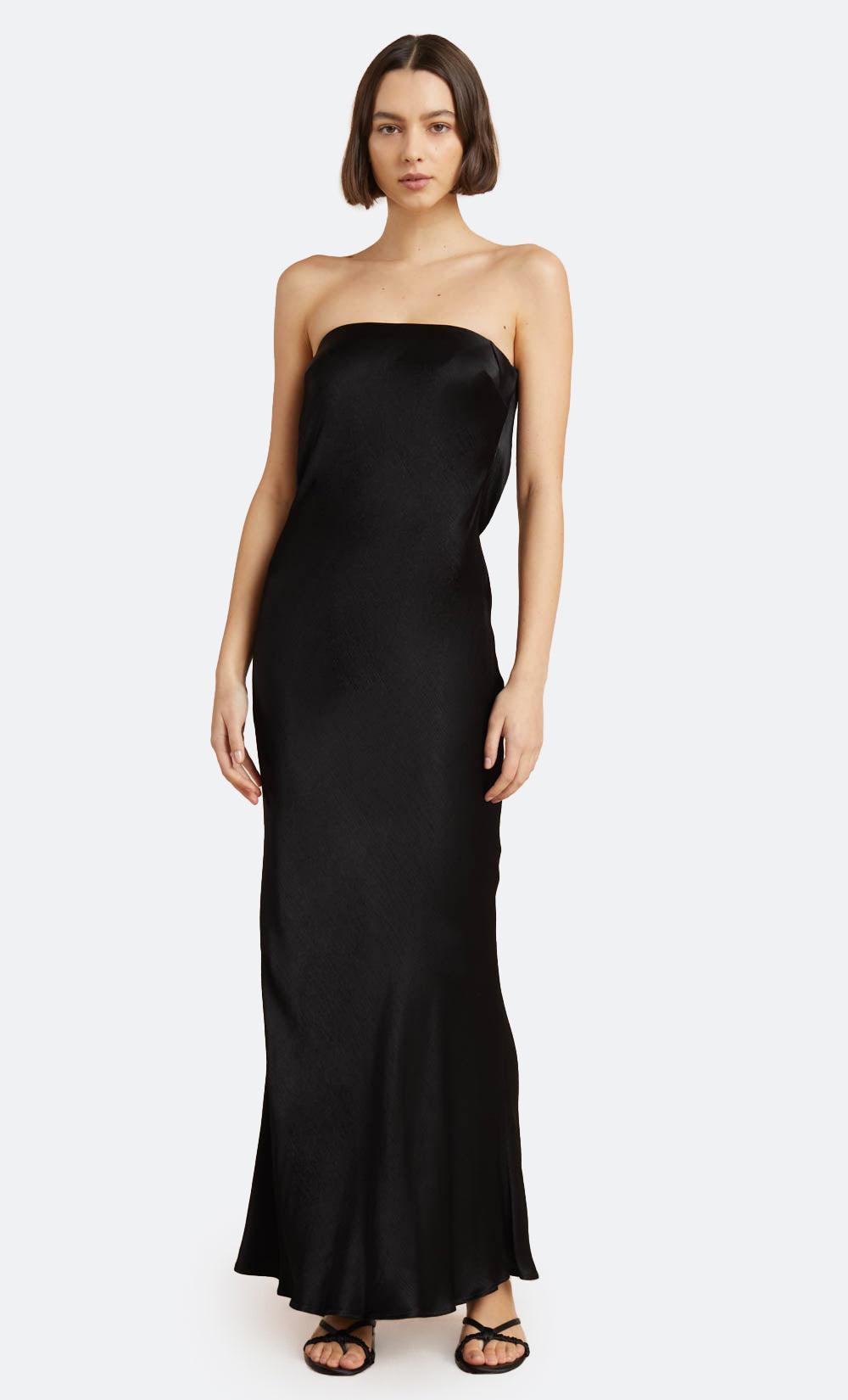 Thigh Split Strapless Black Satin Prom Dresses with Pockets FD2272 –  Viniodress
